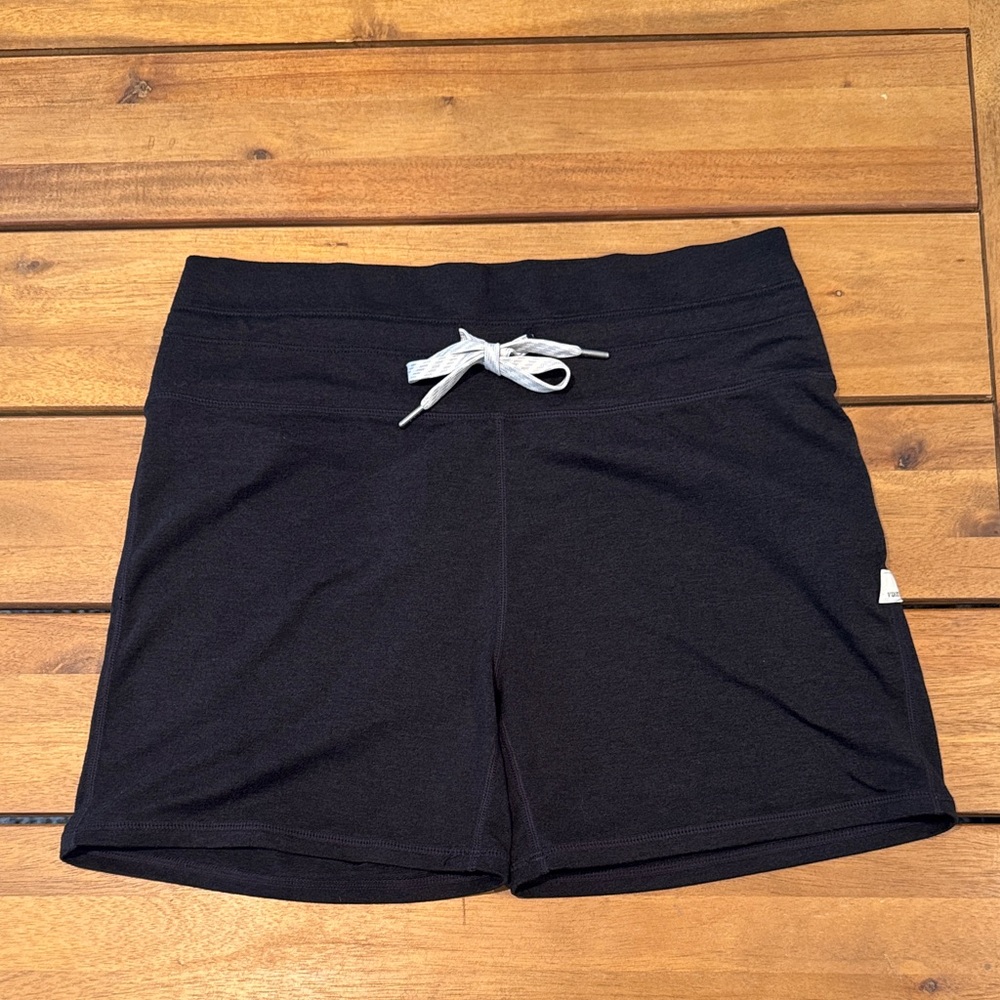 Vuori Women's Black Athletic Shorts with Gray Drawstring